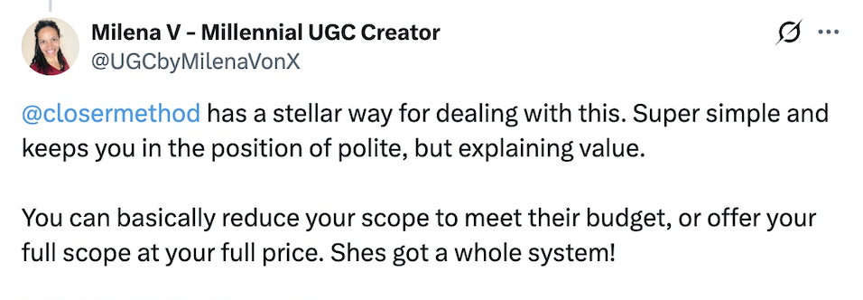 Milena: stellar way for dealing with objections